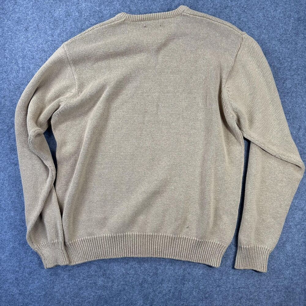 Victorinox Sweater Mens XL Beige Cotton V Neck Knit Long Sleeve Logo Swiss Army - Picture 7 of 7